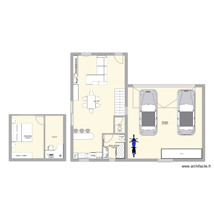 maison 50m² au sol avec 20m& mezzanine. Plan de 0 pièce et 0 m2