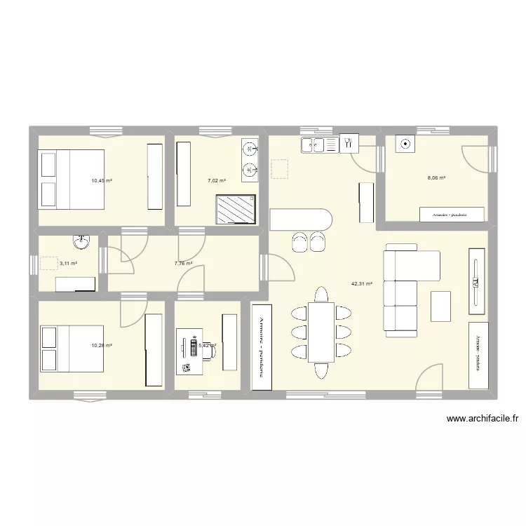 maison. Plan de 8  et 94 m²
