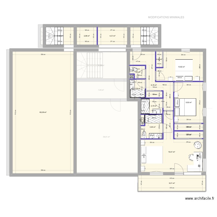 Les Menuires Sur elevation V5. Plan de 64 pièces et 590 m2