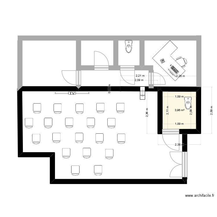 Local lievin. Plan de 1 pièce et 4 m2