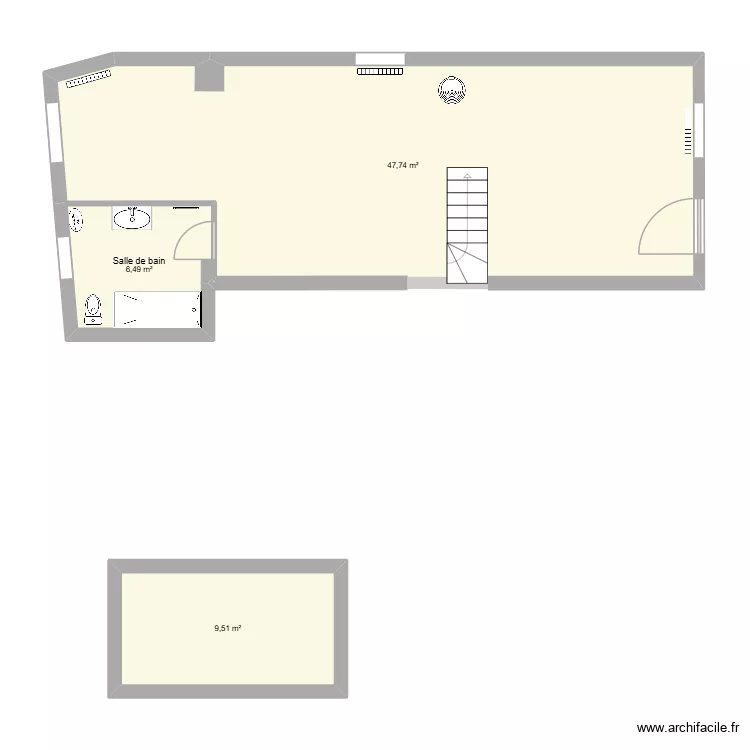 erch. Plan de 3 pièces et 64 m²