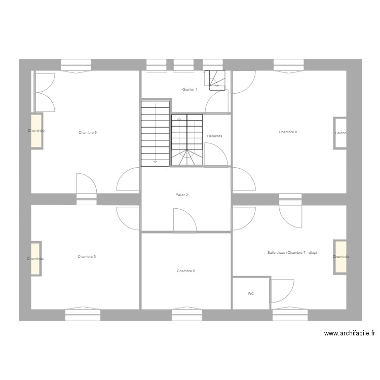 maison BALLIN R+2. Plan de 14 pièces et 109 m2