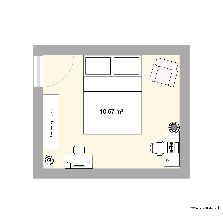 Chambre Jade 2. Plan de 1 pièce et 11 m2