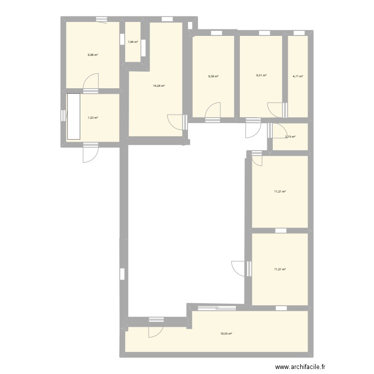 apres travaux. Plan de 11 pièces et 100 m2