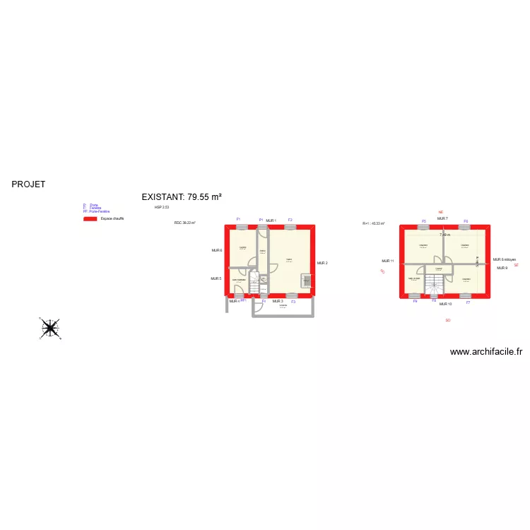TRINDADE DE AUROJO_ Existant. Plan de 15  et 94 m²