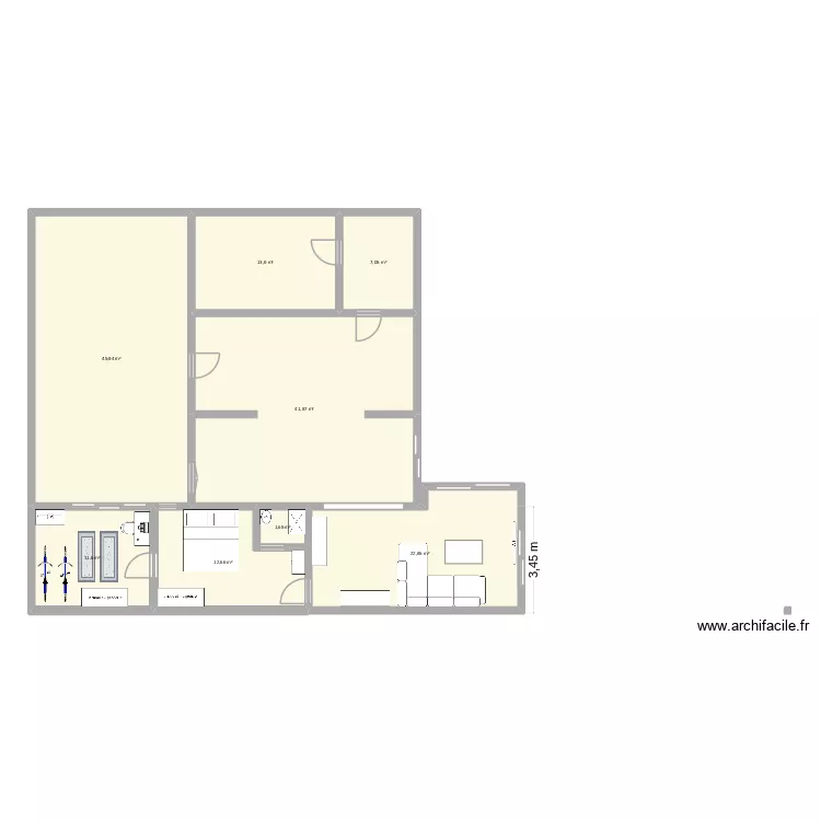 Extension 2. Plan de 8  et 158 m²