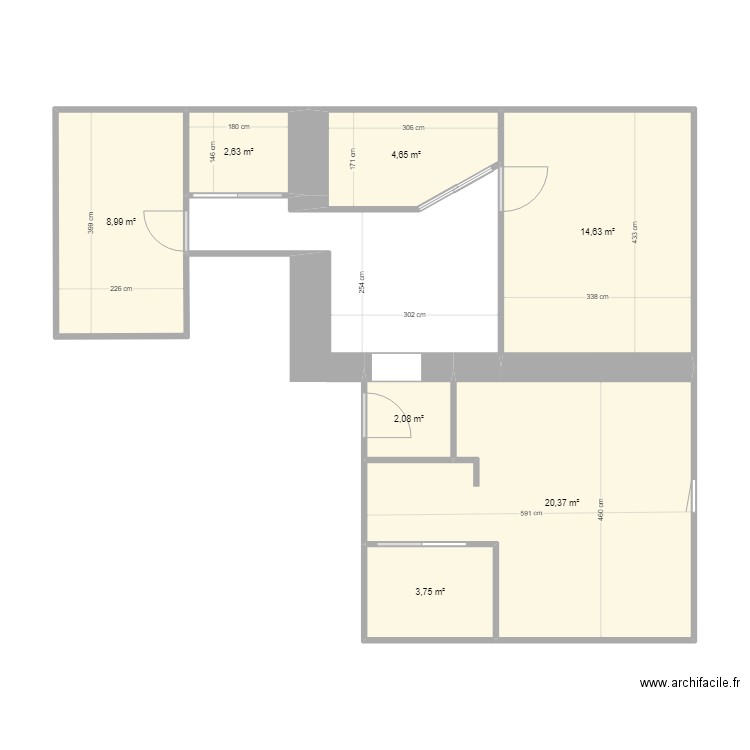 VICK 1ER ETAGE. Plan de 7 pièces et 57 m2