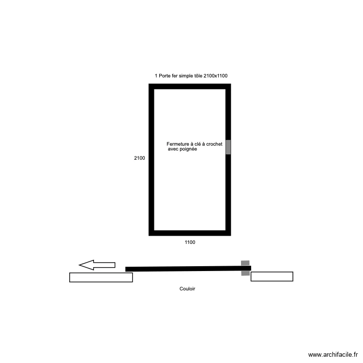Porte coulissante entrep&ocirc;t Combles. 210x110. Plan de 