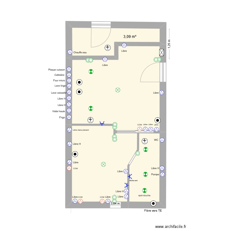 fadom11-5 ELEC 2. Plan de 4 pièces et 25 m2