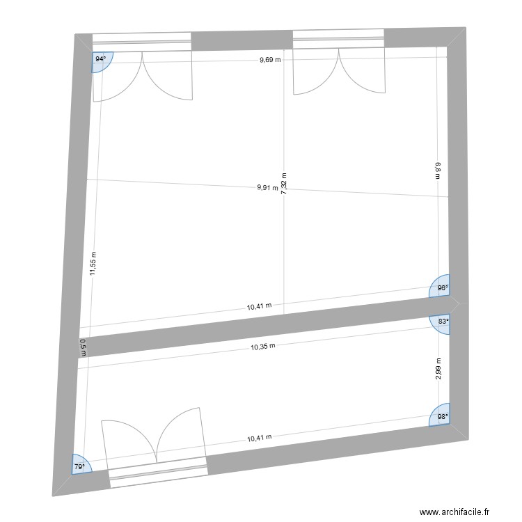 projet C2 global. Plan de 1 pièce et 104 m2