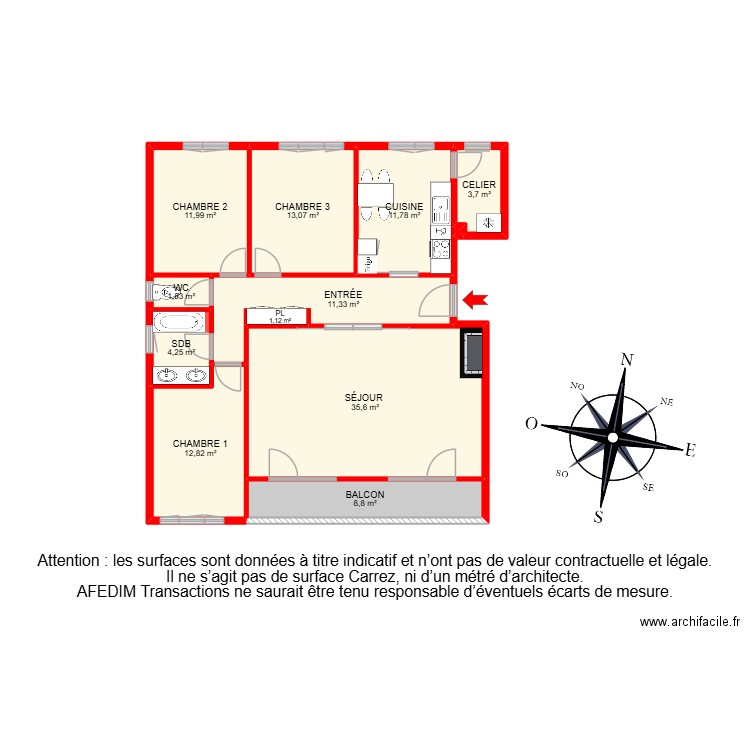 BI29085. Plan de 13 pièces et 121 m2