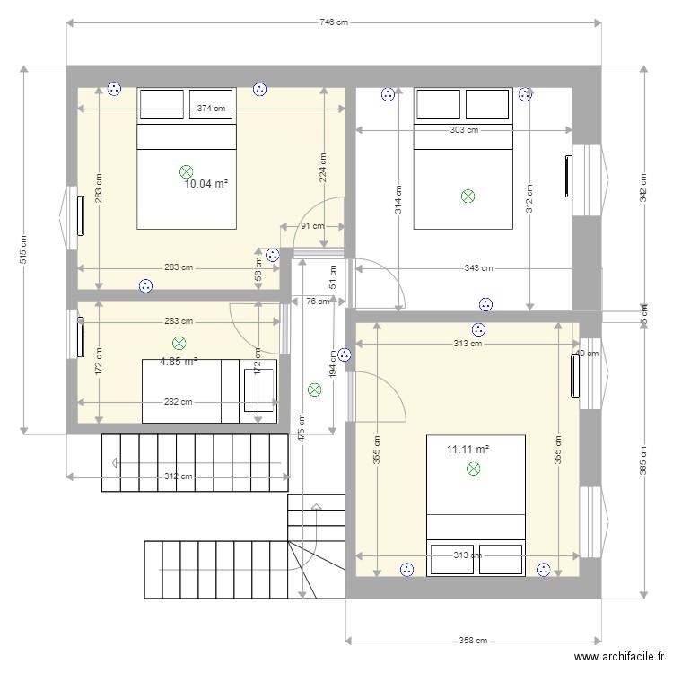 MONTFORT - 1ER ETAGE - ETAT DES LIEUX. Plan de 3 pièces et 26 m2
