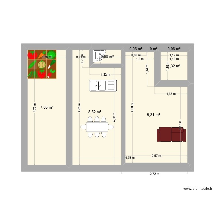 khv,ukvy. Plan de 8 pièces et 28 m2