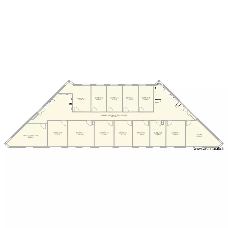 Jouy RDC 361 Bureaux avec salle de groupe et 2 salle d'attenteV1004. Plan de 