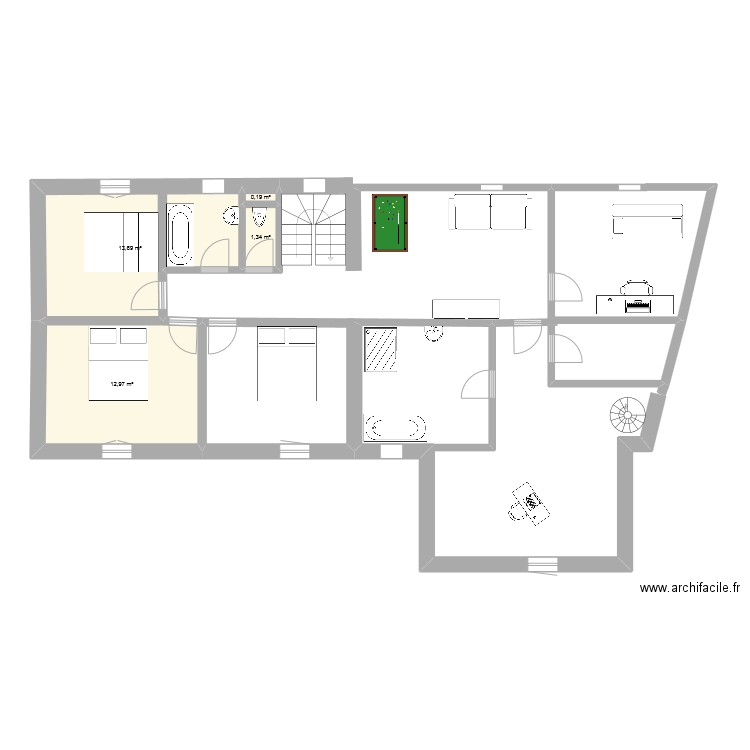 maison ETAGE. Plan de 4 pièces et 28 m2