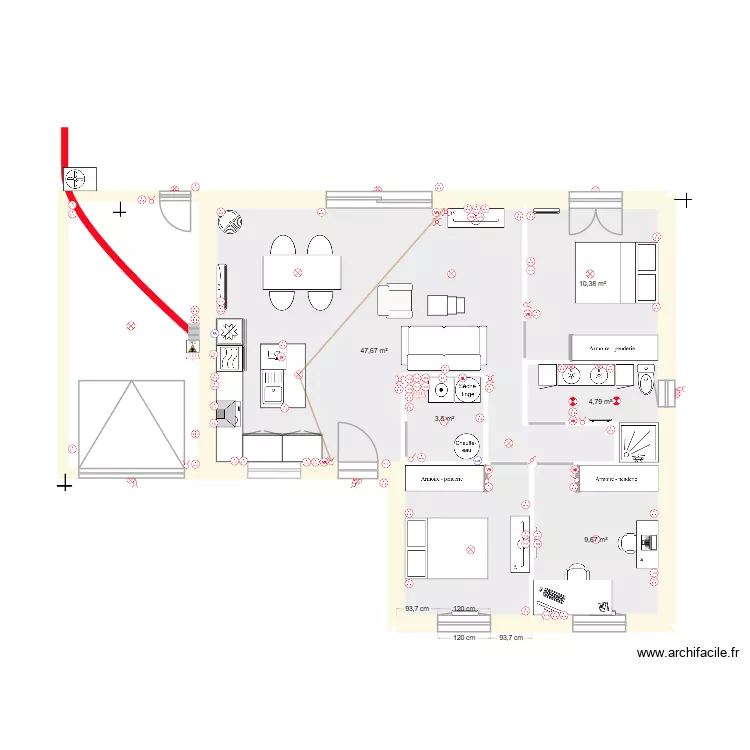 Terranjou. Plan de 5  et 76 m²