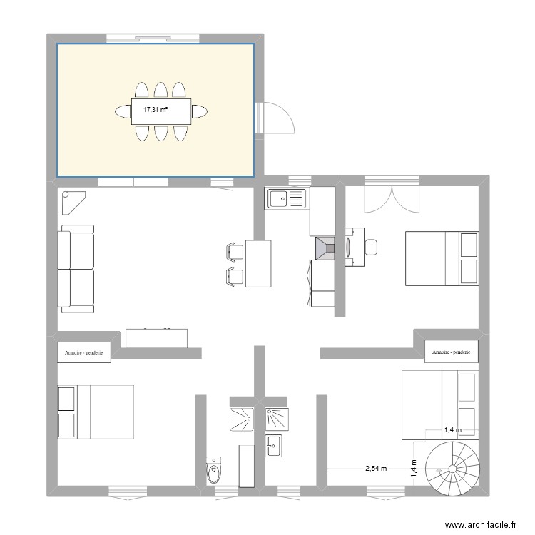 maison 85. Plan de 1 pièce et 17 m2