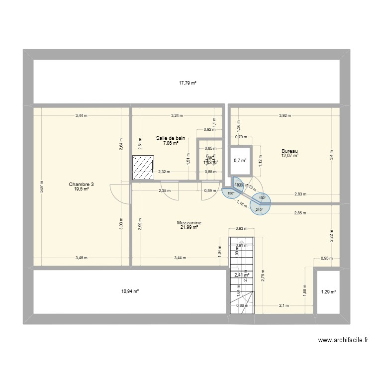 ETAGE2. Plan de 10 pièces et 95 m2