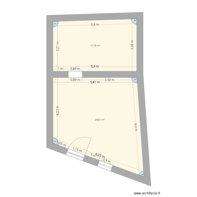 Maison layrac. Plan de 2 pièces et 47 m2