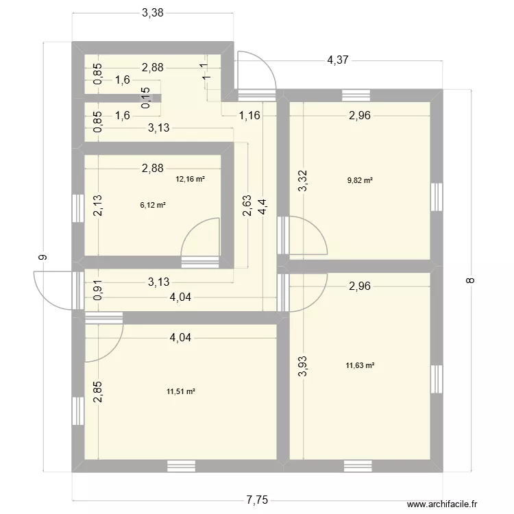 Plan maison Ambodimita. Plan de 5  et 51 m²