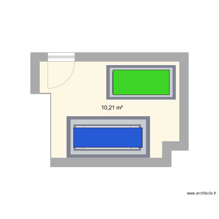 bureau 30. Plan de 1 pièce et 10 m2