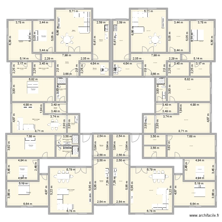 Mandarinier. Plan de 42 pièces et 764 m2