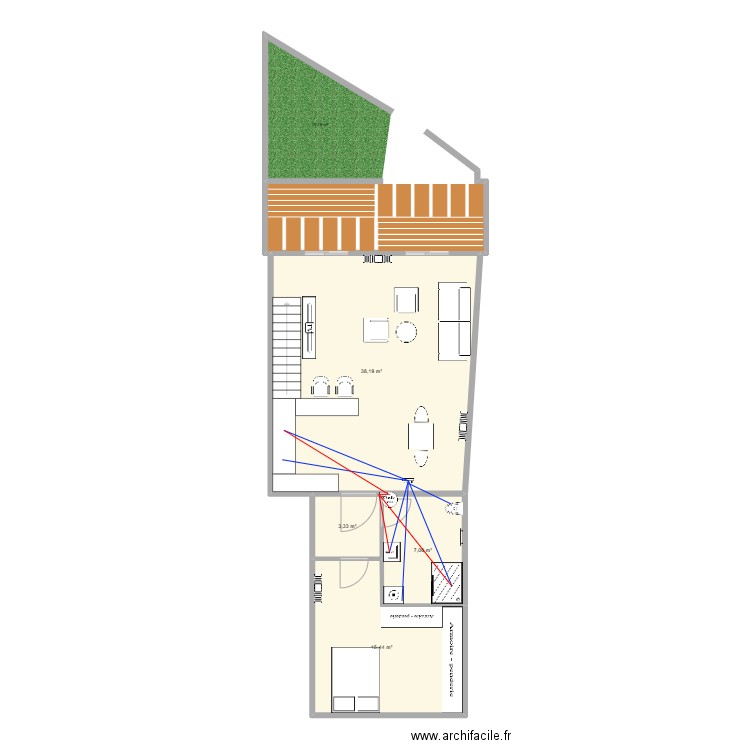 appart AWB BRUT (fond). Plan de 6 pièces et 81 m2