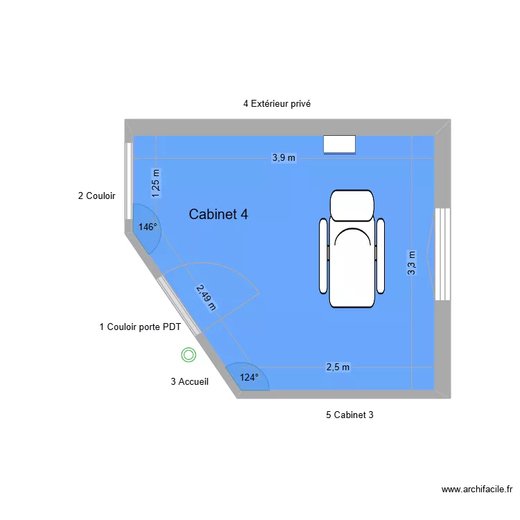 20010 Cabinet 4. Plan de 1  et 11 m²