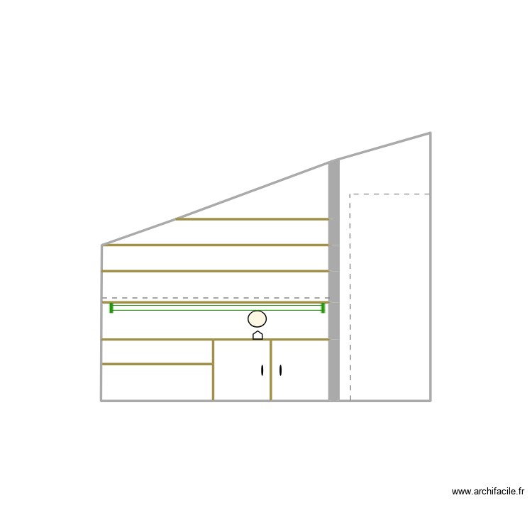 1 fen&ecirc;tre - Mur lateral bureau fauteuil parall&egrave;le fen&ecirc;tre. Plan de 0 pièce et 0 m2