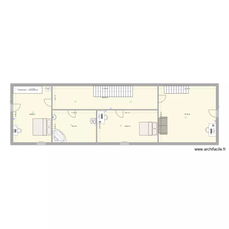 &eacute;tage R&eacute;mi. Plan de 5  et 130 m²