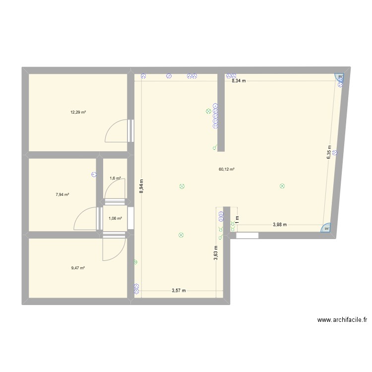 Maison Midi. Plan de 6 pièces et 92 m2