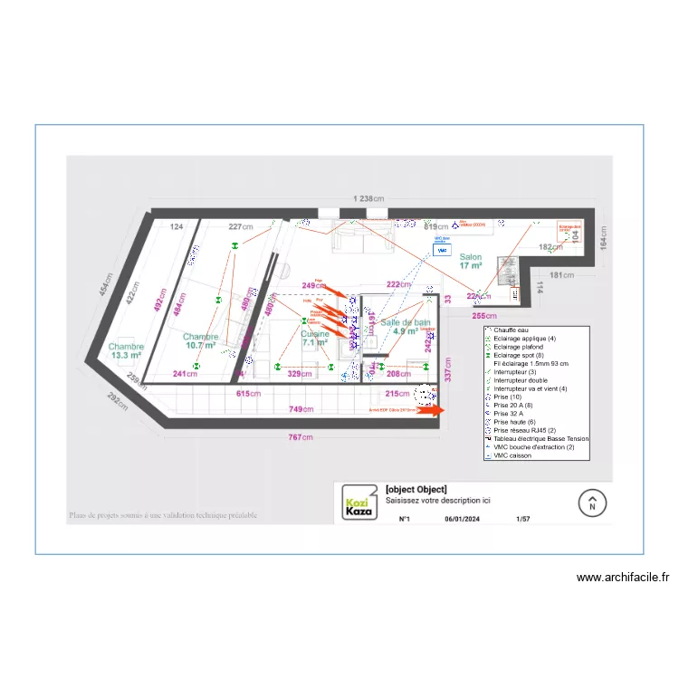 Plan &eacute;lectrique Nadir & Evi. Plan de 