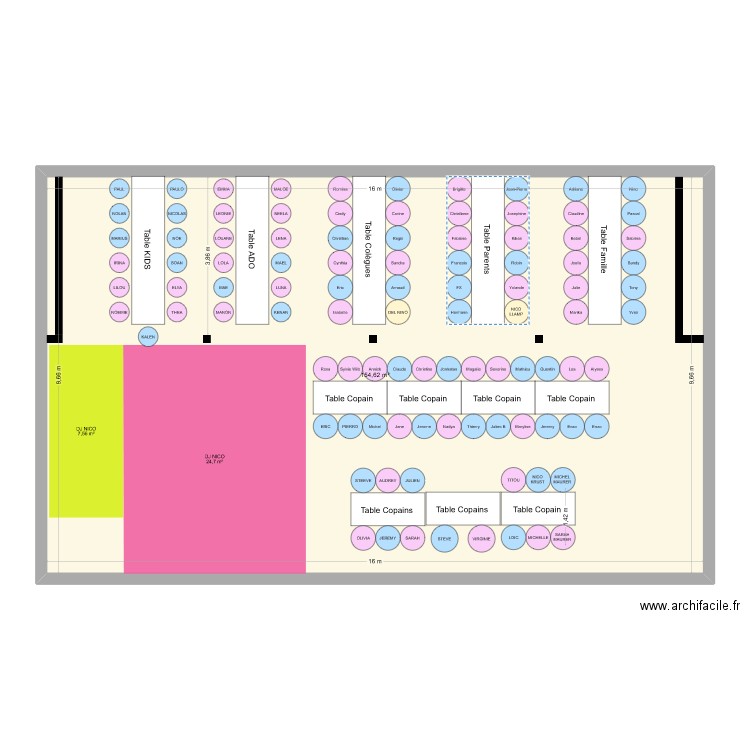 Salle banquet. Plan de 1 pièce et 155 m2