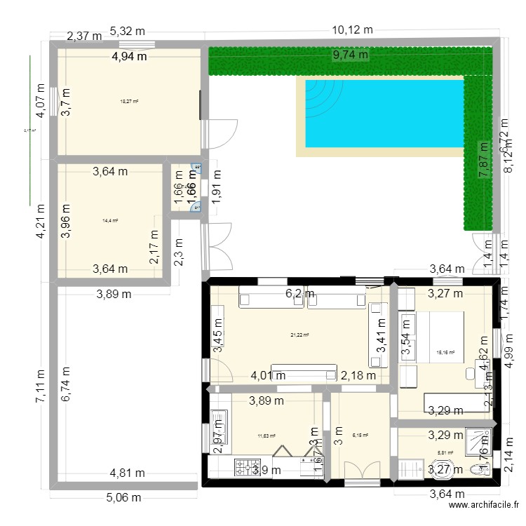 aaa. Plan de 8 pièces et 94 m2