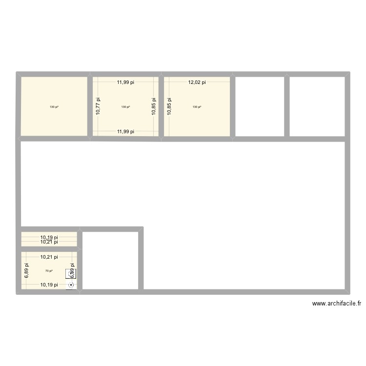 Maison 40 par 60 avec 1 piece. Plan de 3 pièces et 58 m2
