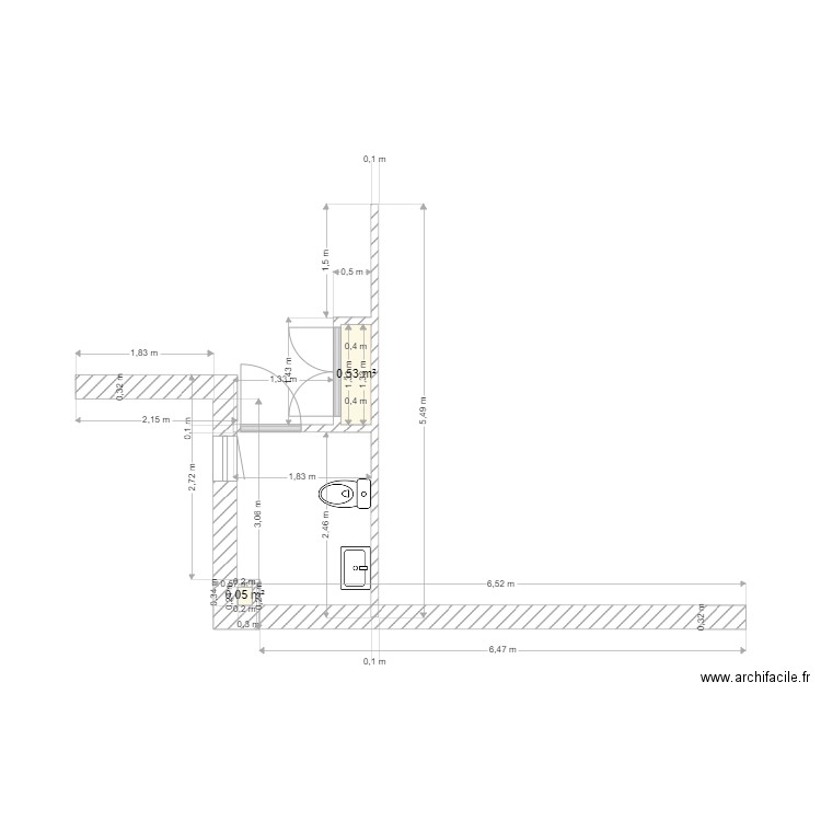 villeneuve tgbt. Plan de 2 pièces et 1 m2