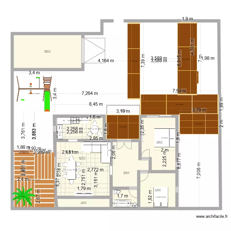 dallli. Plan de 7  et 107 m²