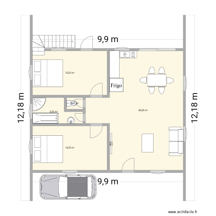 test 2. Plan de 5 pièces et 75 m2
