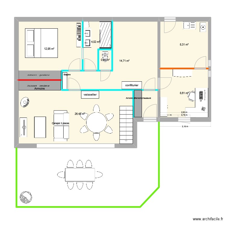 maison. Plan de 7 pièces et 76 m2