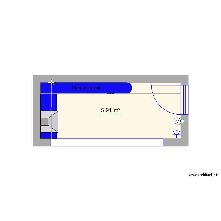 LOCAL SNACK. Plan de 1 pièce et 6 m2