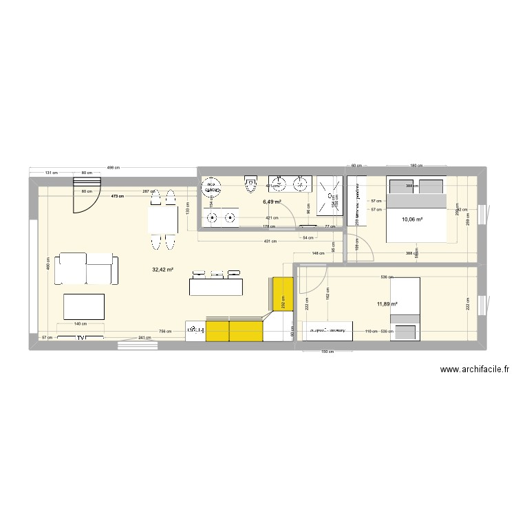 garage Thoiry. Plan de 4 pièces et 61 m2