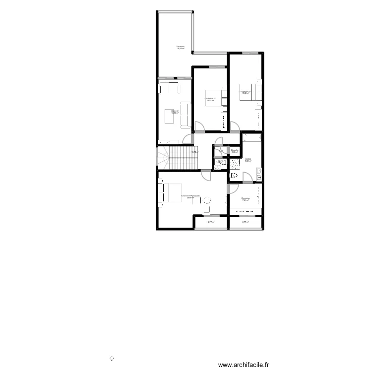 La glaciere r1. Plan de 13  et 135 m²