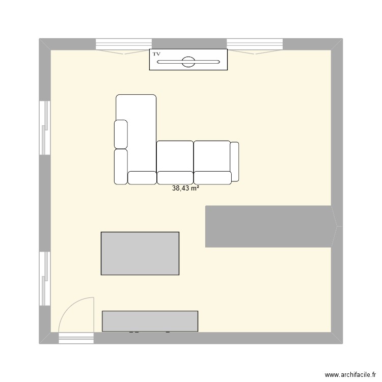 salle a manger salon. Plan de 1 pièce et 38 m2