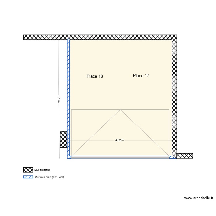 Projet DUHAZE. Plan de 1 pièce et 22 m2