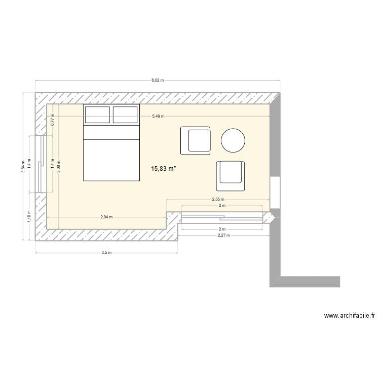 SAINT NAZAIRE. Plan de 1 pièce et 16 m2