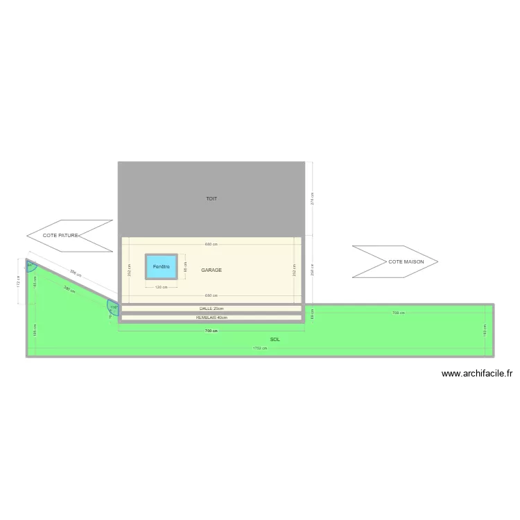 Plan coupe garage. Plan de 