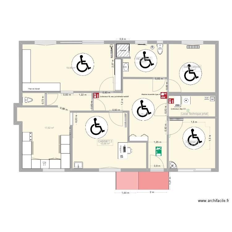 CABINET DR THOMAS  sécurité. Plan de 8 pièces et 100 m2