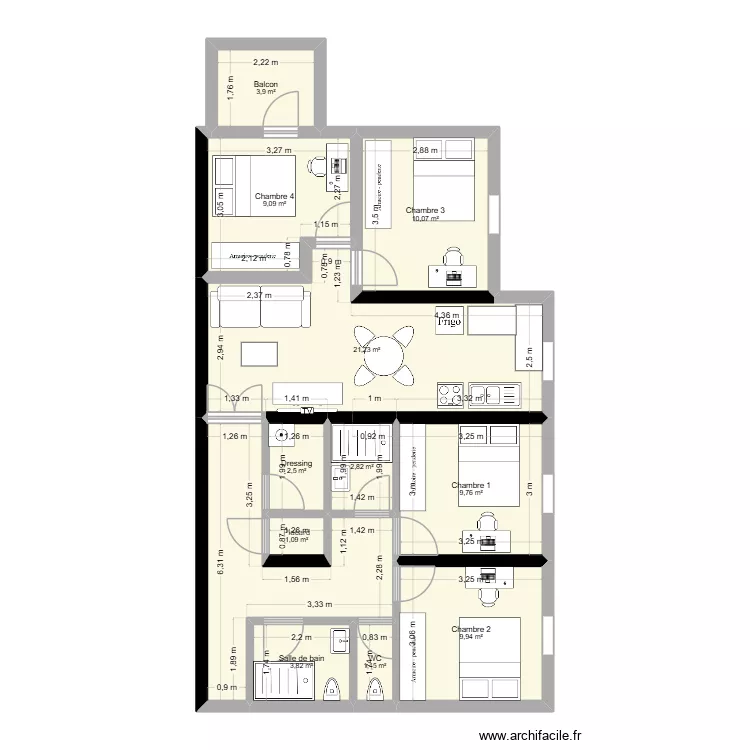 Blagnac 15 av du parc T5. Plan de 12 pièces et 88 m²