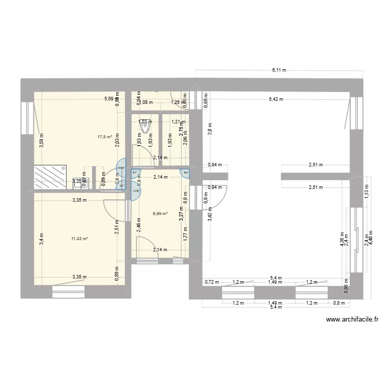 Le Fraisse Rez-de-Chauss&eacute;e. Plan de 3  et 36 m²