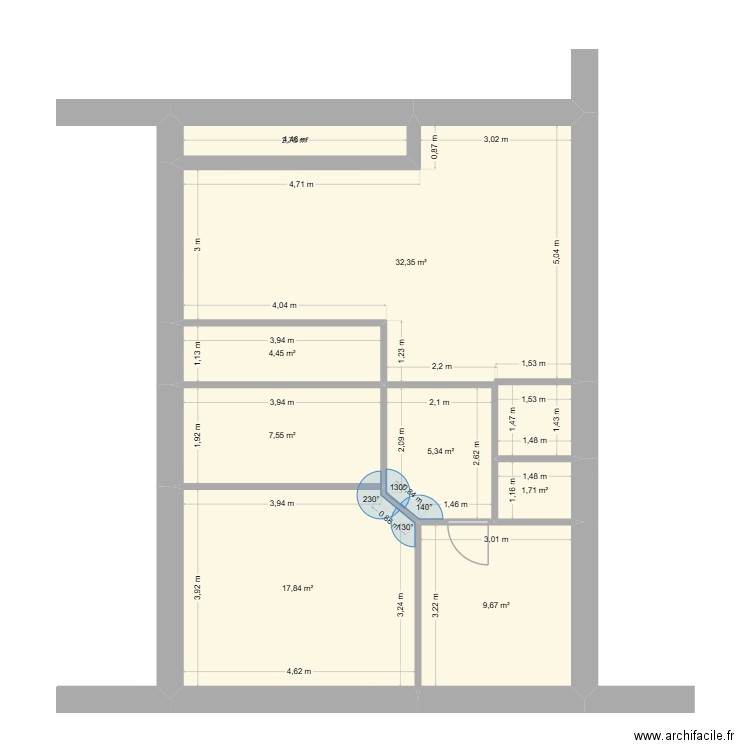 ROPITEAU. Plan de 19 pièces et 160 m2